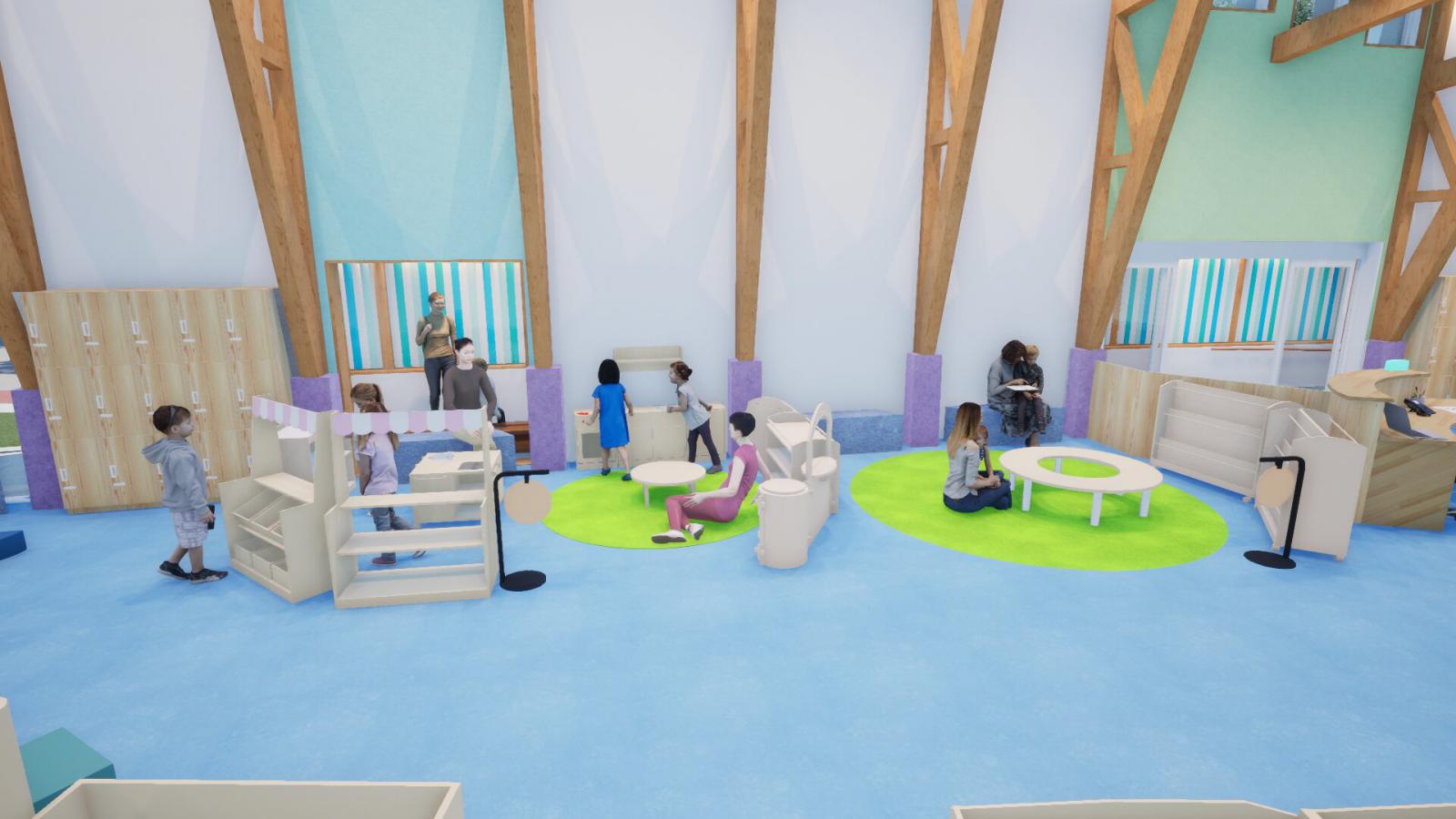 施設中央付近の異なる角度イメージパース