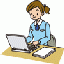 イラスト（パソコン作業中の女性）