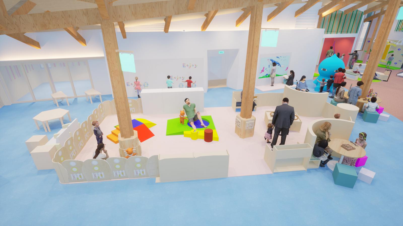 施設中央付近の別角度イメージパース