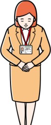 両手を揃え、お辞儀する統計調査員のイラスト