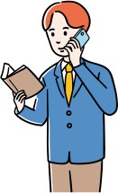 スケジュール帳を片手に電話をしている統計調査員のイラスト